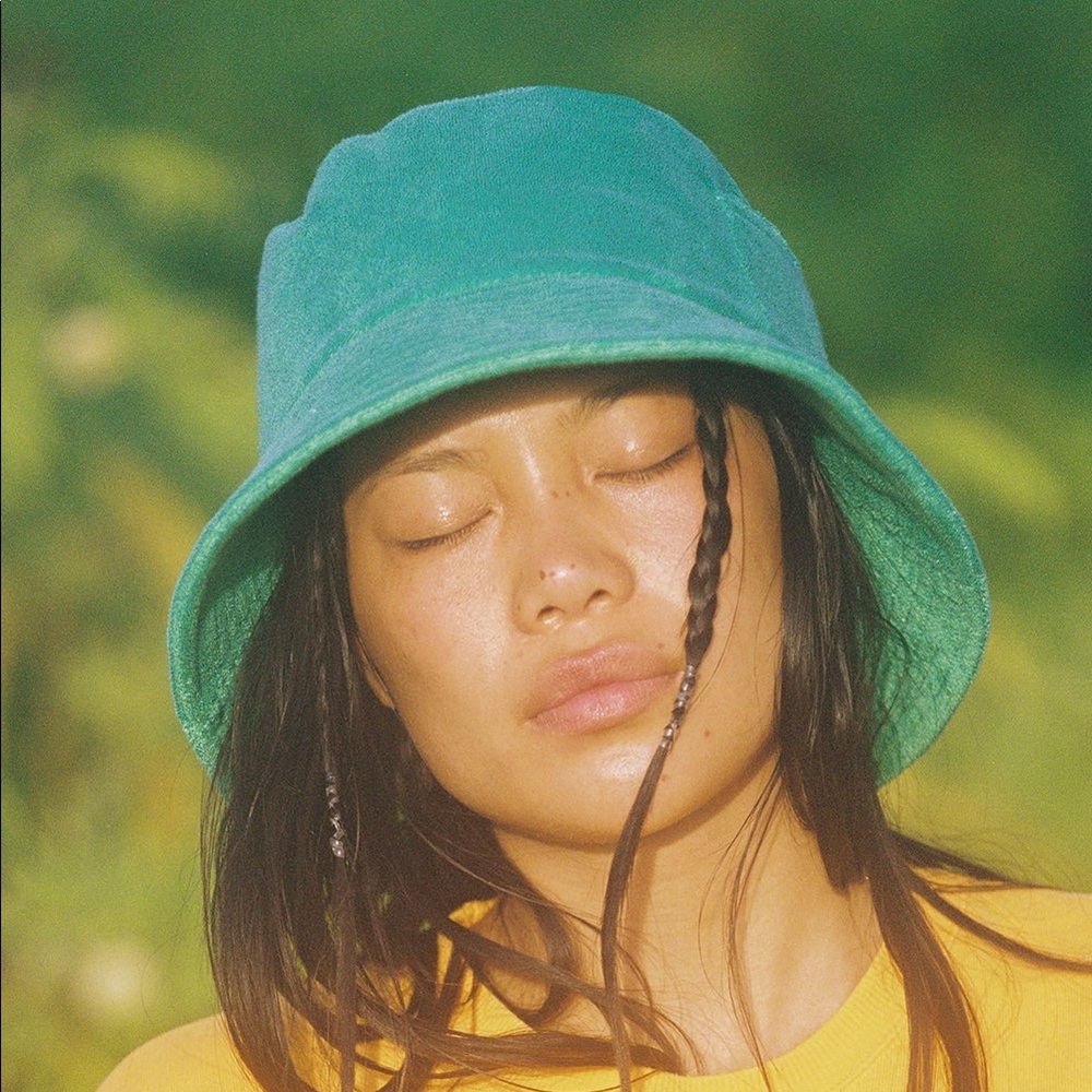 LACK OF COLOR Green Terry Bucket Hat S/M